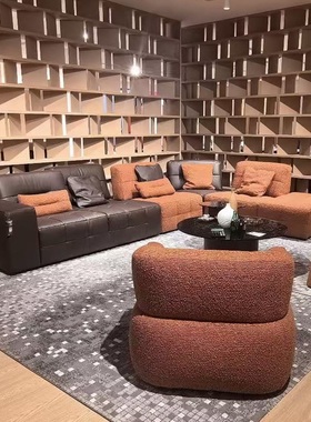 夏图M&D意大利真皮沙发TM33提拉米苏布艺撞色组合甜品沙发TE27新