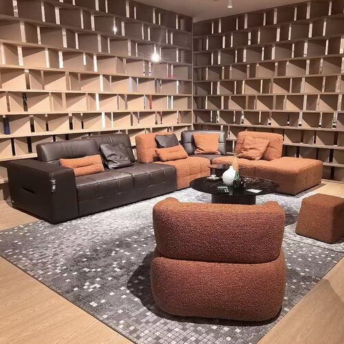 夏图M&D意大利真皮沙发TM33提拉米苏布艺撞色组合甜品沙发TE27新