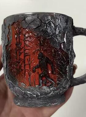 跨境新款Bigfoot Forest Fire Mug大脚怪神秘森林女巫火焰马克杯