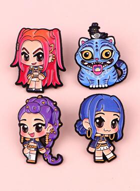 猎魔女团KPopDemon Hunters动漫周边HUNTR/X女团锌合金徽章胸针