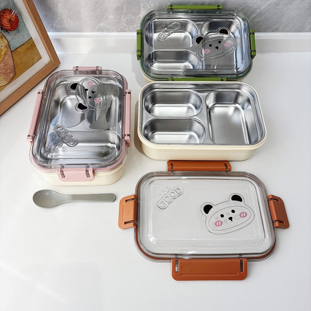 大容量不锈钢饭盒双层保温午餐盒学生上班族便携带饭长方形便当盒