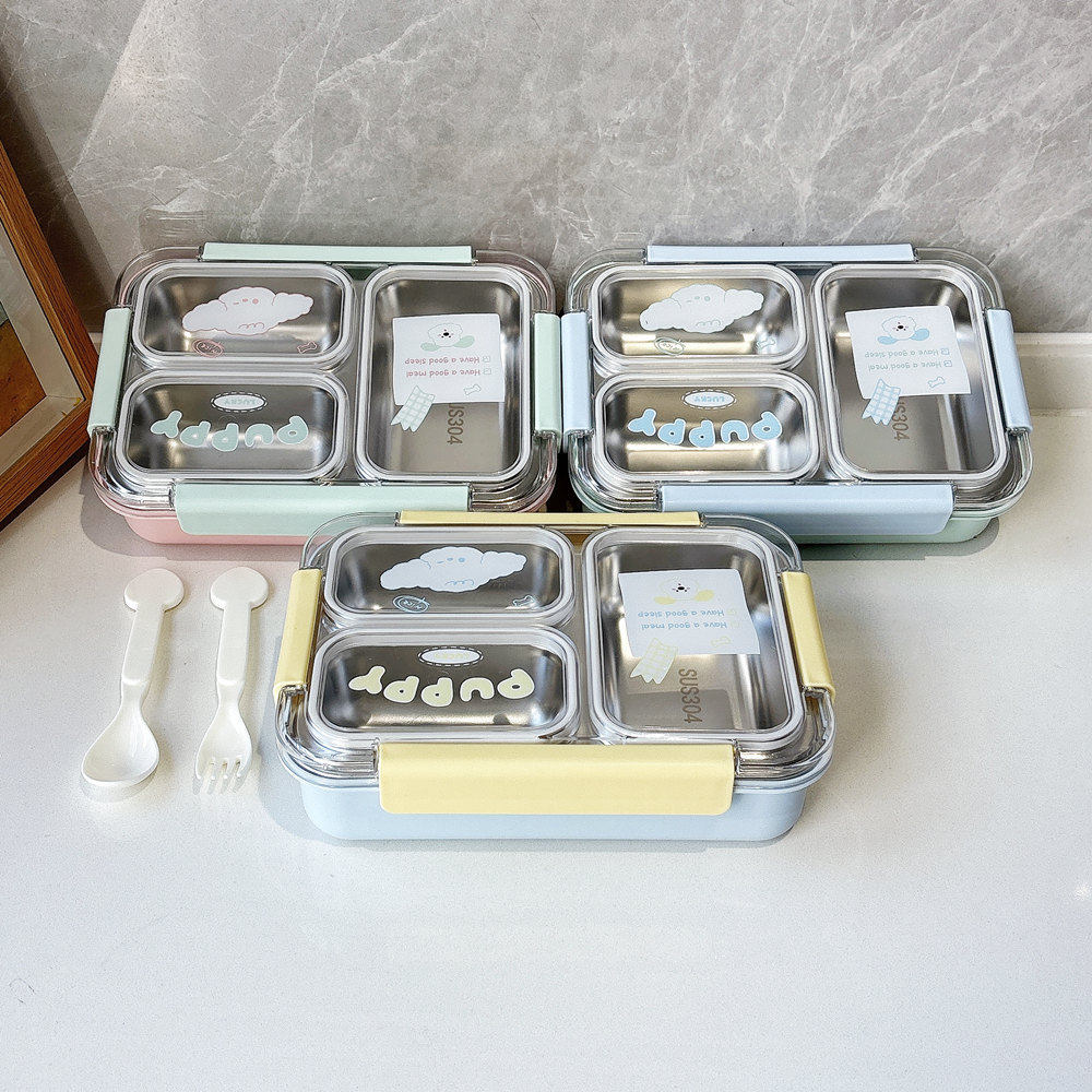 防串味304不锈钢饭盒密封保温餐盒学生加厚可注水便携分格便当盒