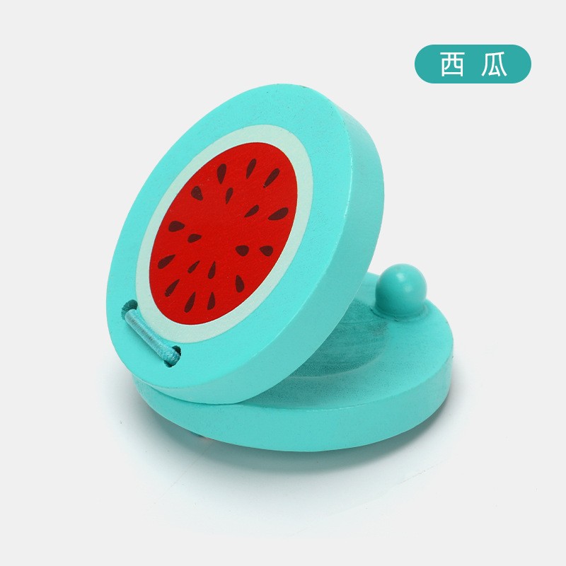卡通木质荷木响板儿童可爱水果图案响板幼儿园礼物益智怀旧玩cpc9
