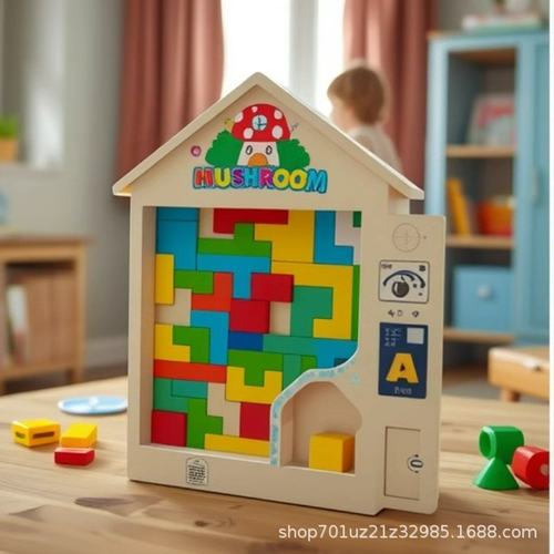 俄罗斯方块积木益智力拼图男女孩木制立体拼装玩具木质拼图3-SW73