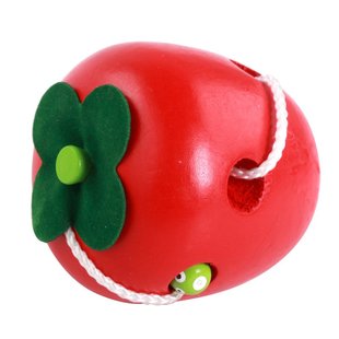 仿真教具小虫吃苹果木制儿童穿绳穿线穿插益智早教玩具1-2-3-AW44