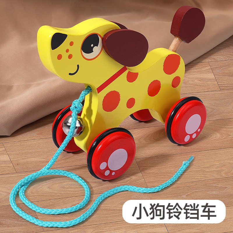 儿童学步拖拉玩具拉着走玩手拉车卡通形象动物木质拉线学步车cpc2