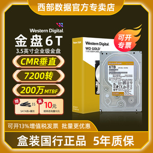 WD/西部数据金盘6TB SATA6Gb/s 7200转256M 企业硬盘(WD6004FRYZ)