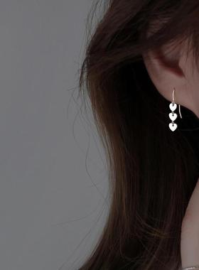 爱心形流苏耳环新款女ins潮简约冷淡风文艺甜美个性长款耳挂耳钩