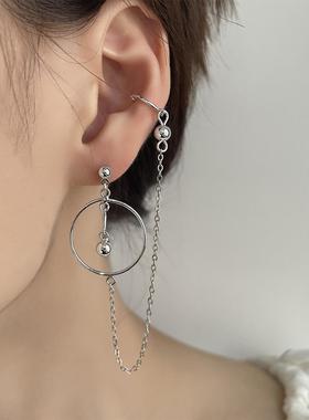 Seventeen水晶流苏链洪知秀同款任选个性设计混搭不对称金属耳饰
