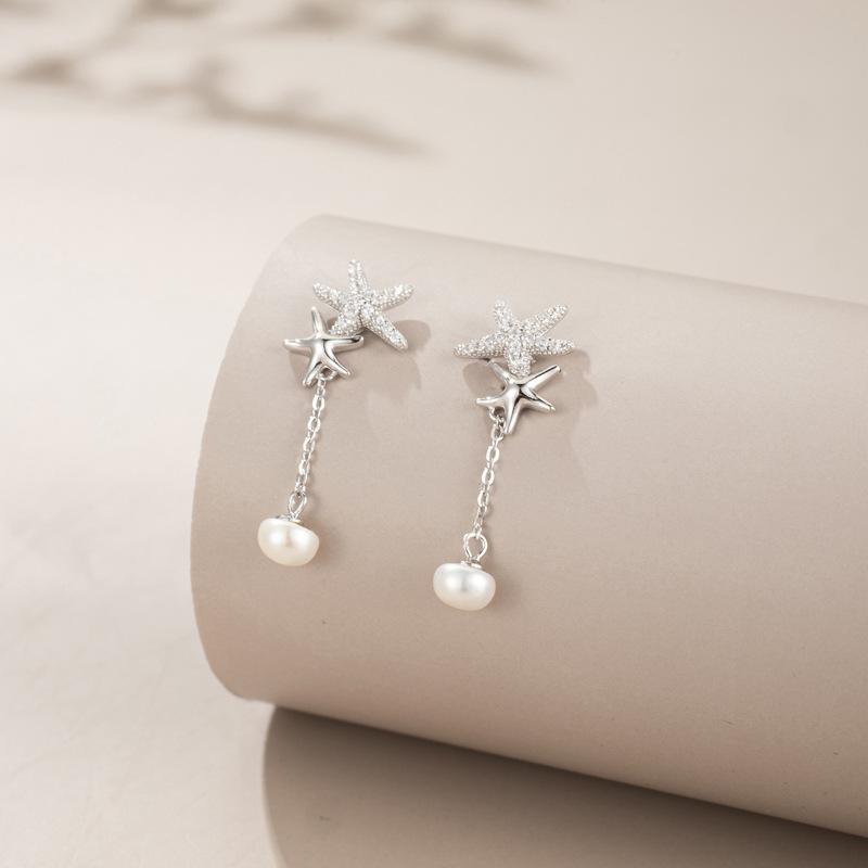 星星珍珠流苏耳环女轻奢高级感