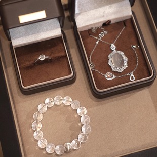 gaga同款 锁骨链吊坠送女友礼物s925银毛衣链 天然白玉髓项链女款