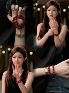 赵露思许妍同款 串 天然高品质红玛瑙双圈手链7A级别抖音里鱼同款