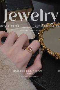 原创｜南法假日 天然水沫玉S925银镀金戒指冰种翡翠小众设计活口