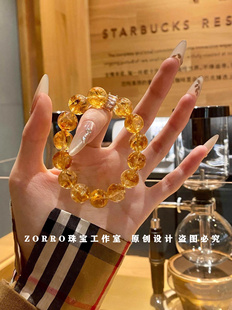 原创｜天然黄塔晶招财暴富聚宝盆日富一日手链事业运黄水晶好运