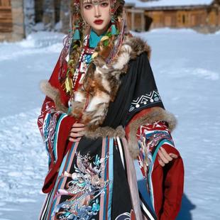 素秋冬套装 服饰女藏袍藏异域风旅拍元 汉服女阿藏民族藏族服装 新款