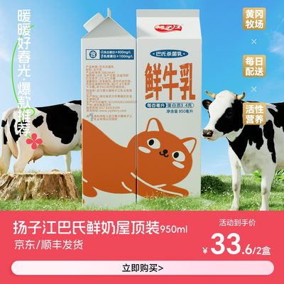 扬子江巴氏鲜奶屋顶装950ml*2