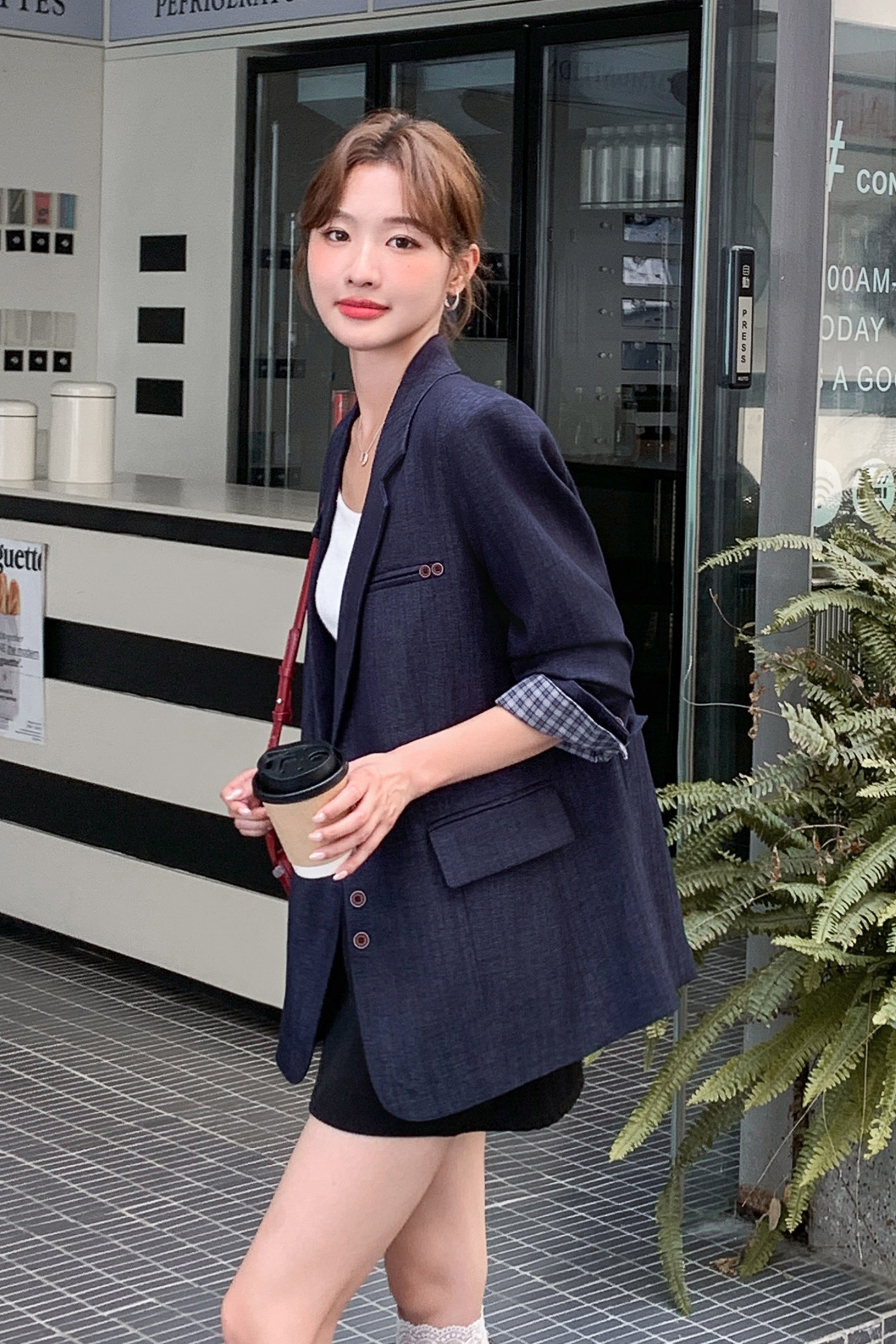 蓝色西装外套女2025秋季新款韩版通勤风高级感气质百搭西服上衣,女装西装,浙宝106