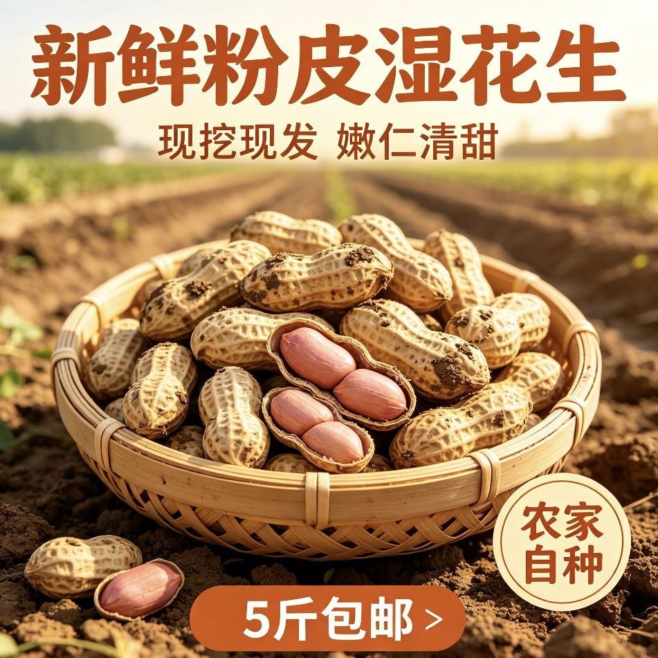 带泥河南沙地带壳鲜花生原味五斤