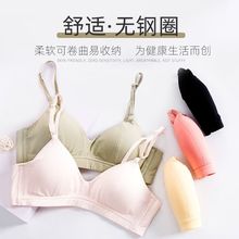 纯棉小胸聚拢胸罩法式三角杯薄款少女文胸可拆卸细肩带女内衣