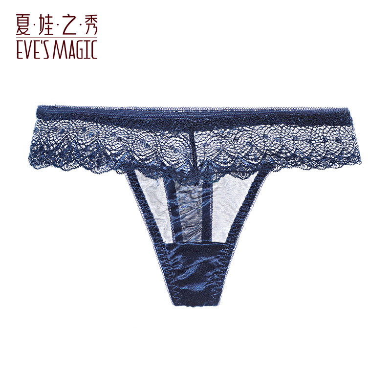 夏娃之秀薄款中腰女士性感丁字蕾丝内裤舒适网纱镂空棉裆速干裤头