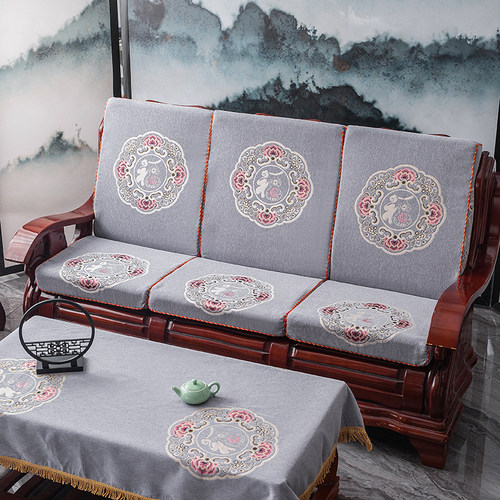 中式风沙发坐垫带靠背加厚海绵
