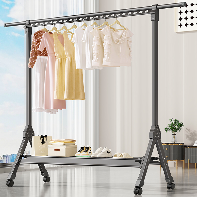 晾衣架折叠落地家用卧室晒被子神器可升降衣架阳台晾衣杆挂衣架