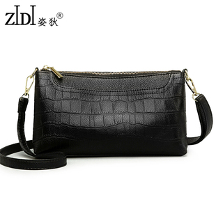 真皮小包包女士2025新款时尚百搭鳄鱼纹斜挎包头层牛皮单肩小方包