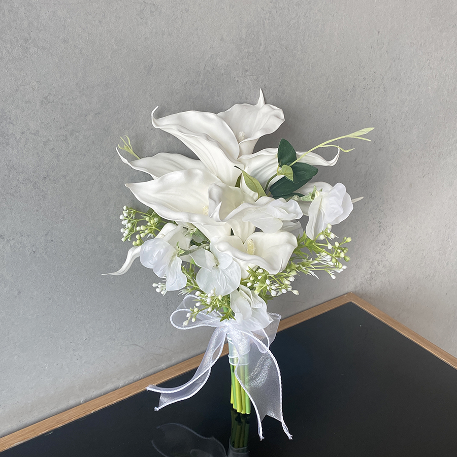 马蹄莲蝴蝶兰手捧花仿真花注册婚礼婚纱拍照道具家居客厅装饰摆设