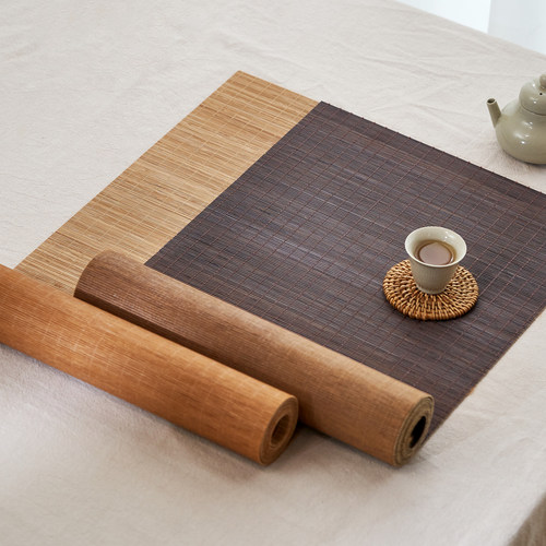 新中式禅意茶席竹制茶桌隔热垫竹席桌垫干泡茶桌垫长版桌旗可定制