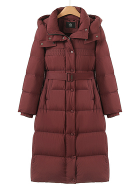 西湖阁老【寇】冬装 罗纹收口防风袖连帽过膝泡芙羽绒服682