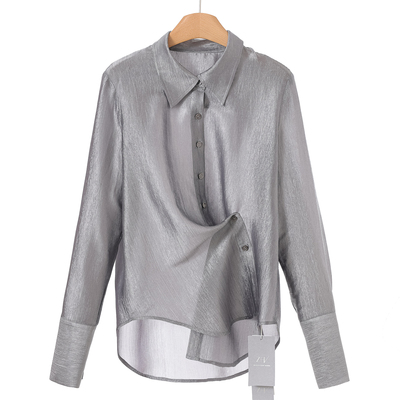 638 83%醋纤【境】春装 创意纽扣搭边娴熟宽松衬衫704