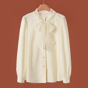文 单排扣纯色针织衬衫 冬装 飘带款 613 法式 569西湖阁老