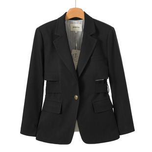 小众气质西装 639 春装 熠 领开叉收腰外套101 31%粘胶纤维