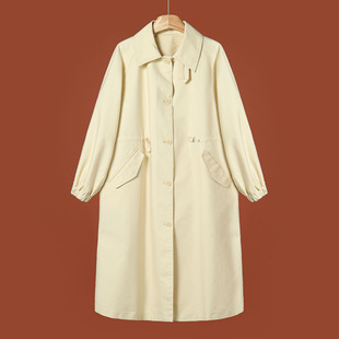 棉翻领配领袢收腰长款 韩货春季 风衣外套673 西湖阁老