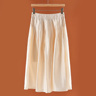 轻奢感高腰显瘦褶皱纯色半身裙060 韩货春季 西湖阁老
