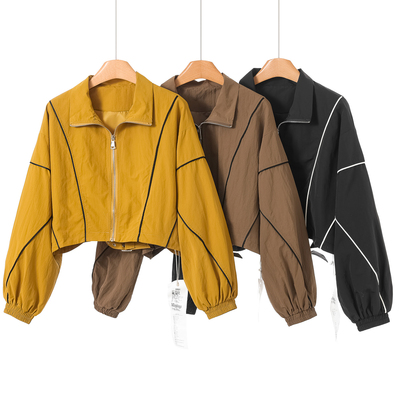 1190 100锦纶【AL】春装*绍 松紧束口溜肩袖夹条拉链外套920