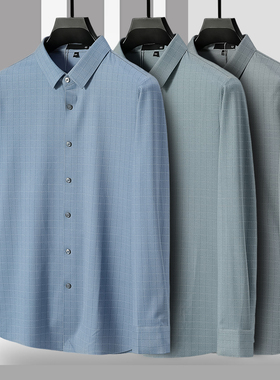 男装 西湖阁老【冰】春装 含粘纤翻领格子绵羊毛无痕衬衫060