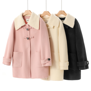 水墨彩仿瓷方形扣针织领双面呢大衣009 冬装 1699西湖阁老 熠