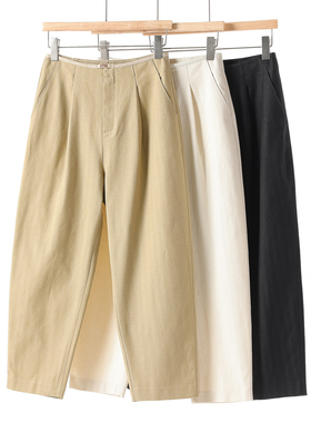 西湖阁老【都SML】春季 金属细插扣遮胯天丝九分镰刀裤582