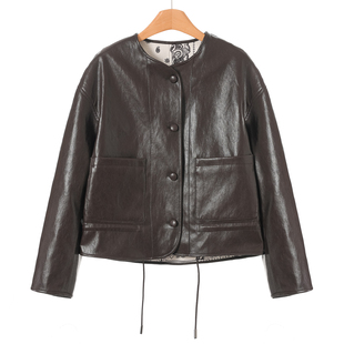 一不小心就迷上抽绳两面穿皮衣外套107 春装 绵羊皮革 申