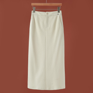 冬装 栖 后腰松紧直筒裙开叉一步半身裙839 36%粘纤 579