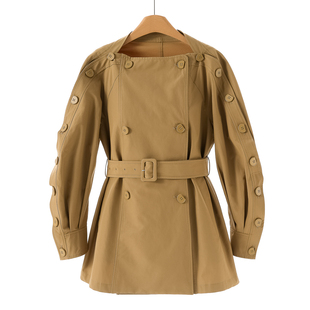 纽扣长袖 999西湖阁老 个性 春装 双排扣风衣外套856 栖