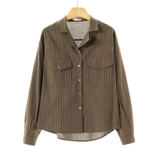 翻领单排扣条纹棉衬衫 西湖阁老 西装 韩货春季 692