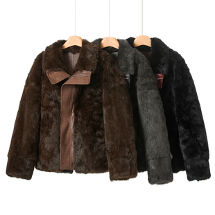 冬装 当季 雪花绒双面穿可立领轻奢皮草外套505 韦 兔毛皮