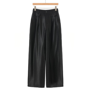 轻盈舒适拼折高腰拖地宽脚裤 659 春装 栖 231 71%粘纤