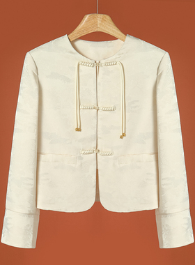 799西湖阁老【HO】春季 编织盘扣提花新中式短外套008