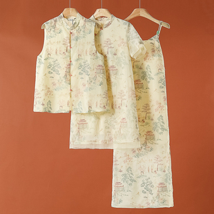 国风山水画连衣裙上衣系列组合052 夏装 西湖阁老 熠