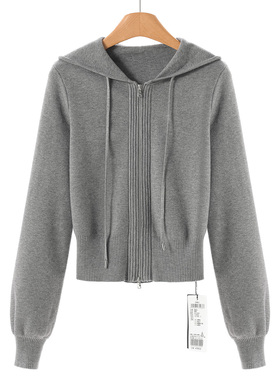 799 40%锦纶【莫Y】冬装 含粘纤包芯纱连帽针织开衫外套822