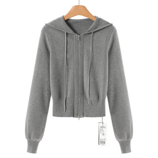 含粘纤包芯纱连帽针织开衫 799 冬装 莫Y 外套822 40%锦纶