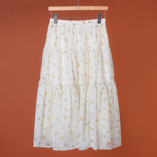 759西湖阁老【蕾】春季 花边大摆素雅减龄松紧半身裙966